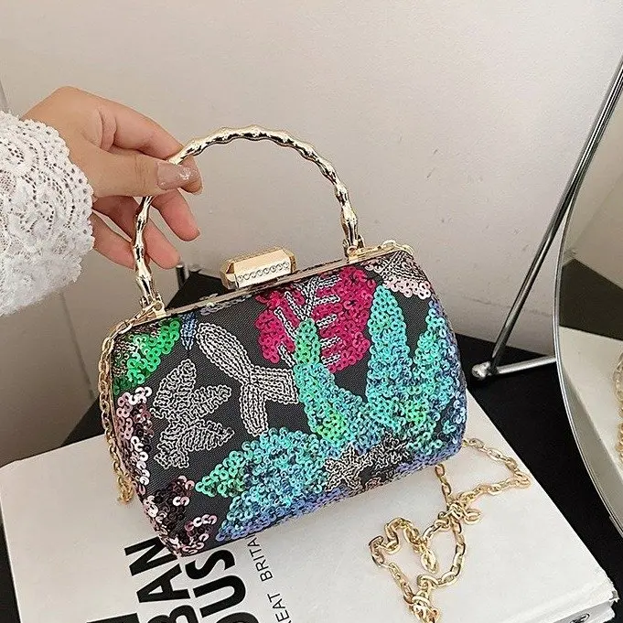 

2025 summer 393 new handmade embroidered bucket bag shoulder bag tote bag sequined handbag messenger women's bag
