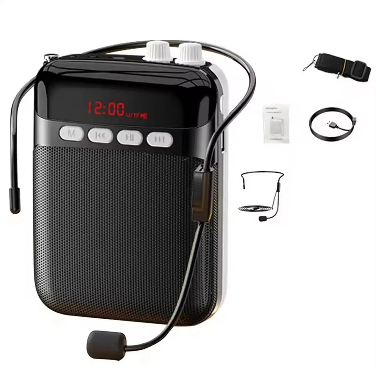 DT1021 Mon.Voice Amplifier Wireless for Teachers Long Battery Life Adjustable Strap for Teaching Trainers Singers Black