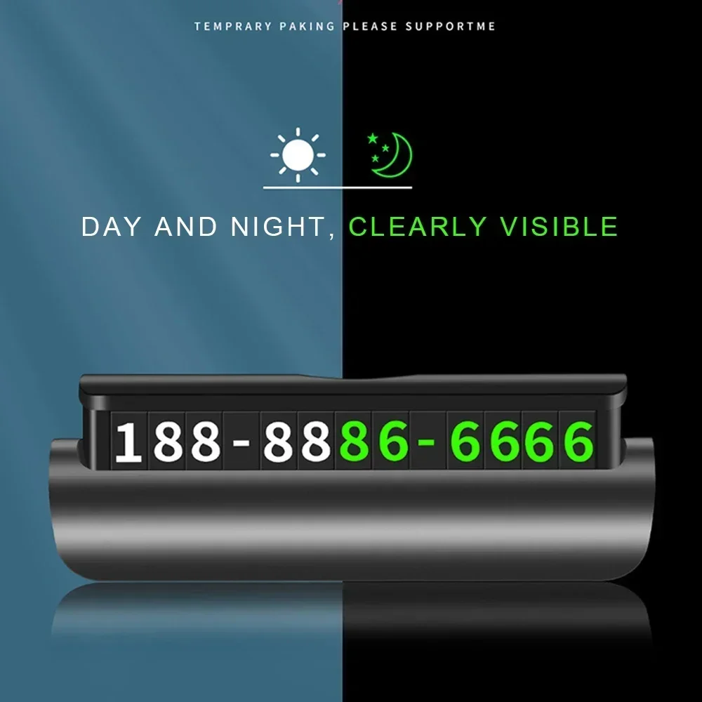新しい隠し発光車載電話番号プレートカーステッカーナイトライト車用スタイリング一時駐車カード