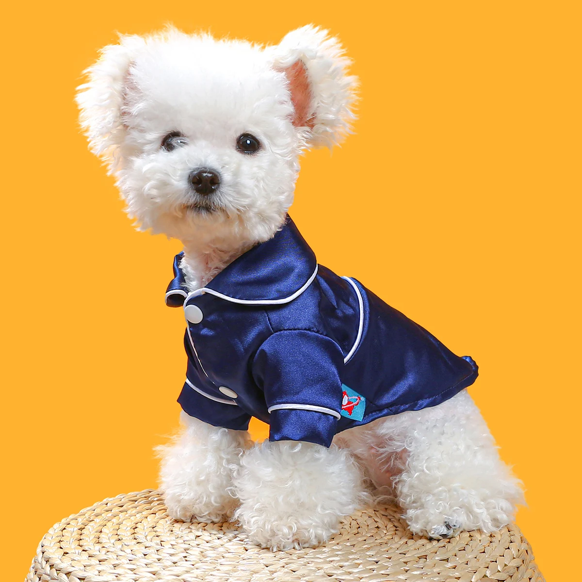 1PC Pet Clothing Cat Spring/Summer French Fragrant Vibrant Pajamas Navy Blue Suitable for Small and Medium Dogs