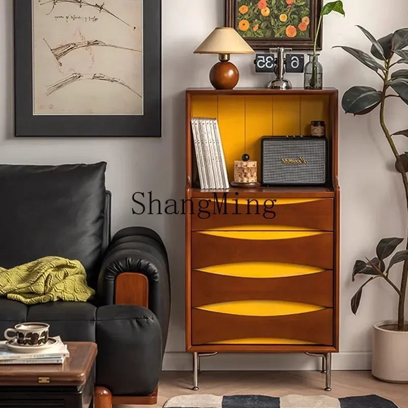 

SM antique side cabinet solid wood living room retro vertical cabinet against the wall storage bedroom locker