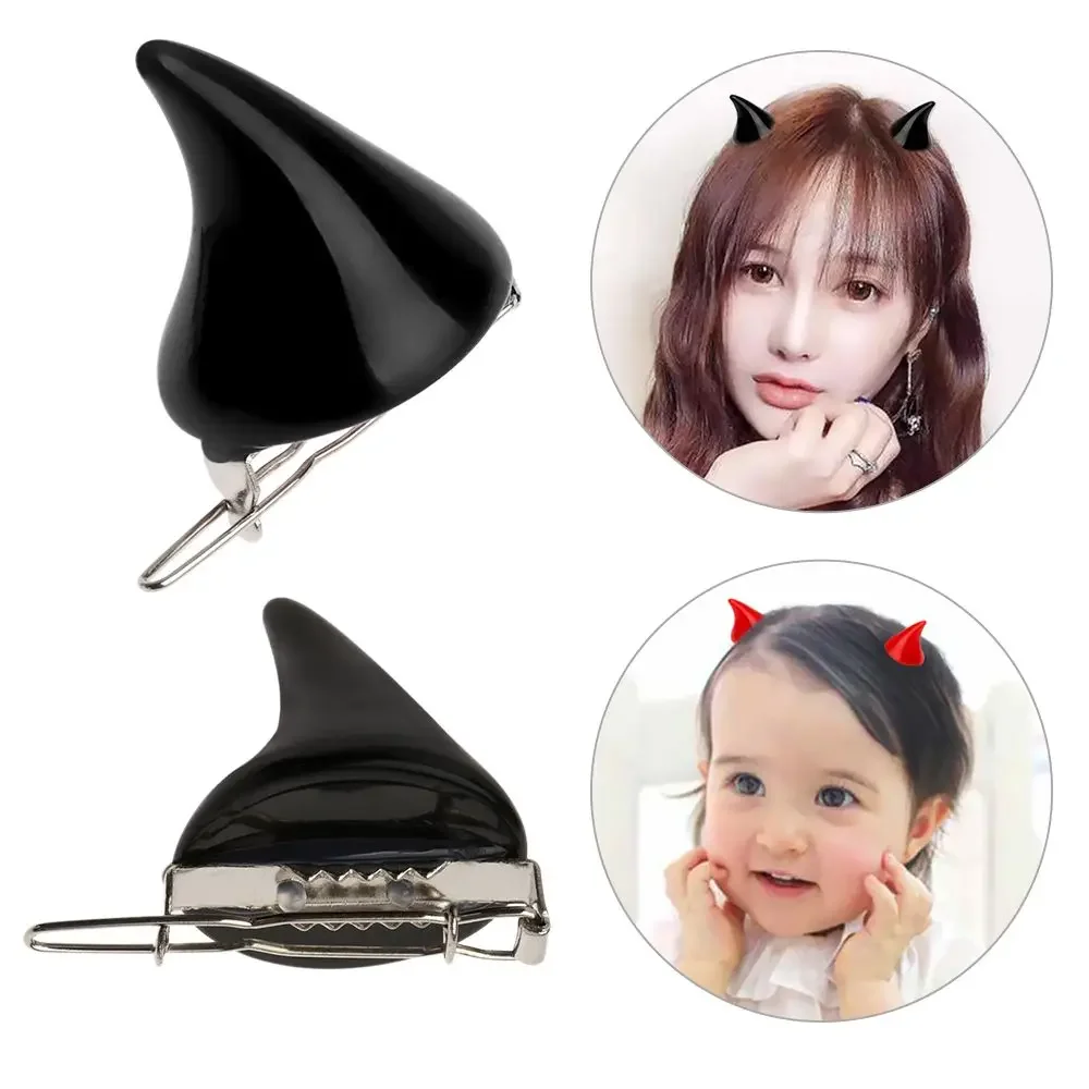 2 uds Chic Halloween estéreo diablo cuernos orejas Clip horquilla mujeres pasadores de pelo Cosplay accesorios para el cabello