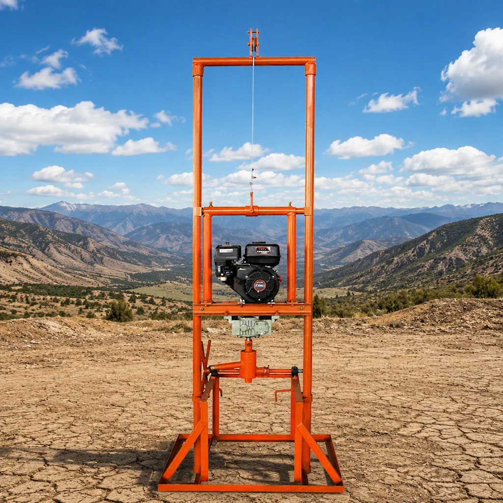 Customized Water Well Drilling Rig Gantry Structure 80 Meters Deep Petrol Diesel Engine High Working Efficiency