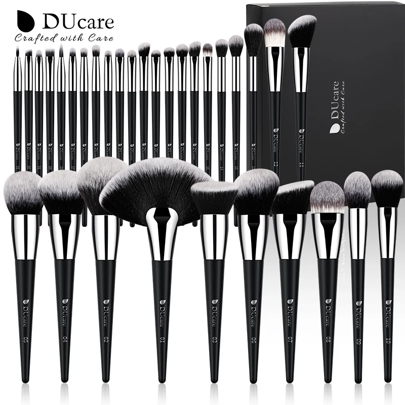 DUcare Professional Makeup Brush Set 32Pcs Synthetic Kabuki Foundation Blending Brush Face Powder Blush Concealers Eye Shadows