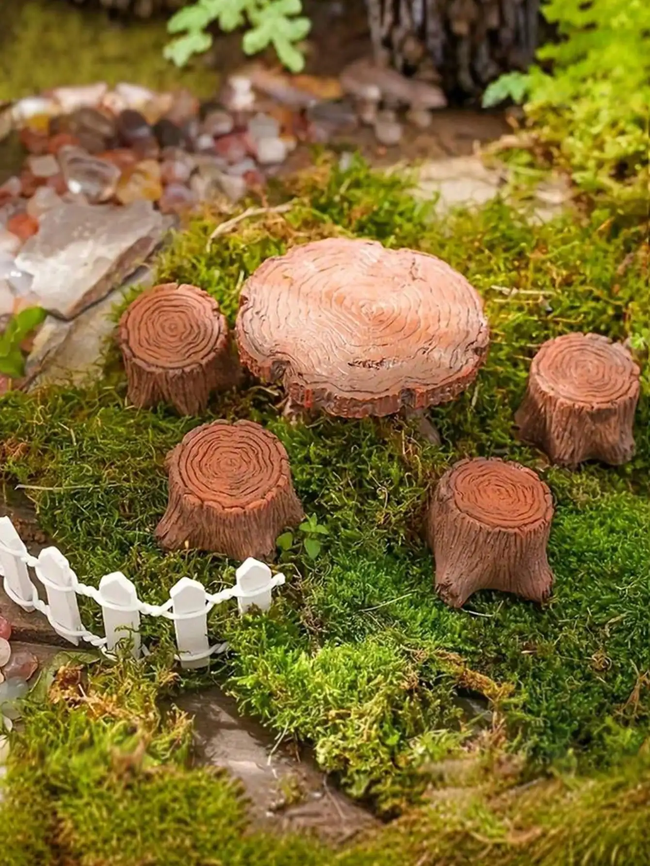 5 miniature tree stump garden art accessories resin decoration, garden landscape accessories, resin creative crafts image 5