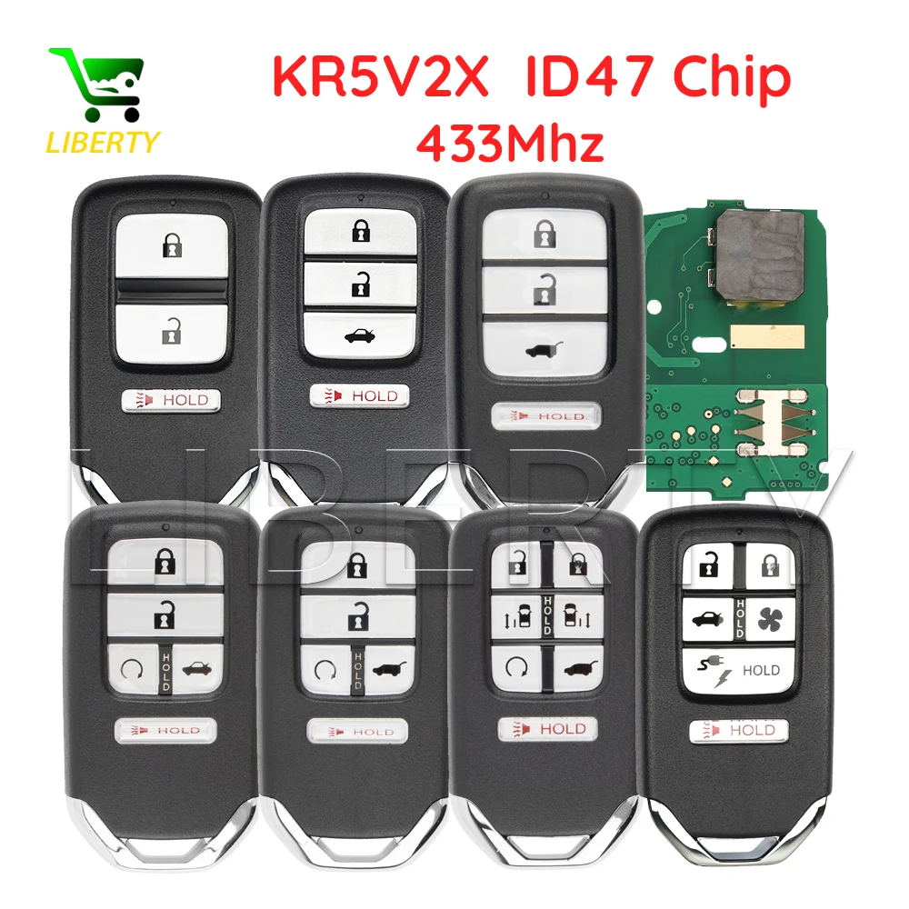 

Ly For Honda City Civic CR-V HR-V Jazz Odyssey Vezel Clarity Smart Remote Car Key Fob ID47 433MHz Chip FCCID KR5V2X 2016-2021