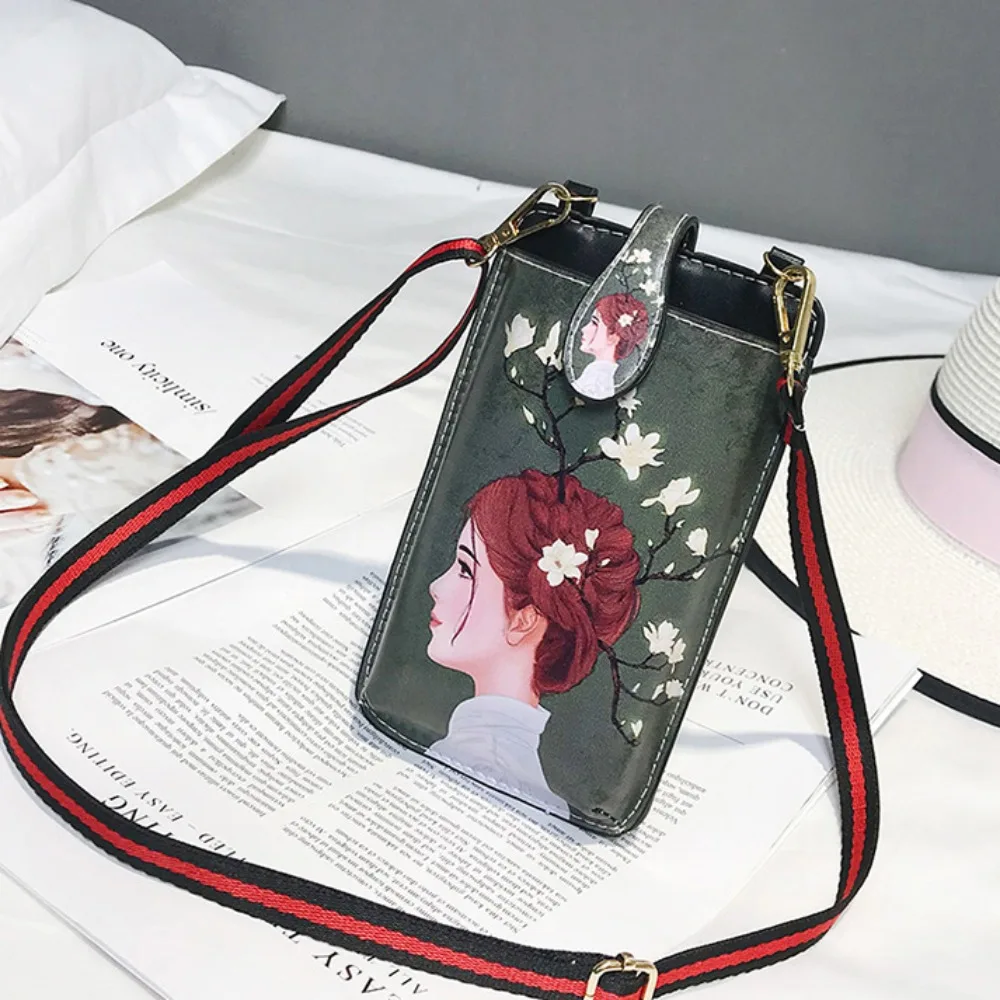 Pocket Pouch Phone Messenger Bag PU Leather Single Shoulder Crossbody Phone Purse Vertical Waterproof Leather Phone Bag Girls