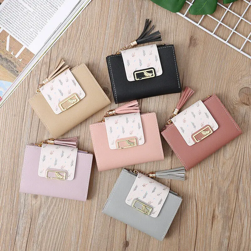 

Fashion Women's Wallets Tassel Short Wallet For Woman Mini Coin Purse Ladies Clutch Small Wallet Female Pu Leather Card Holder
