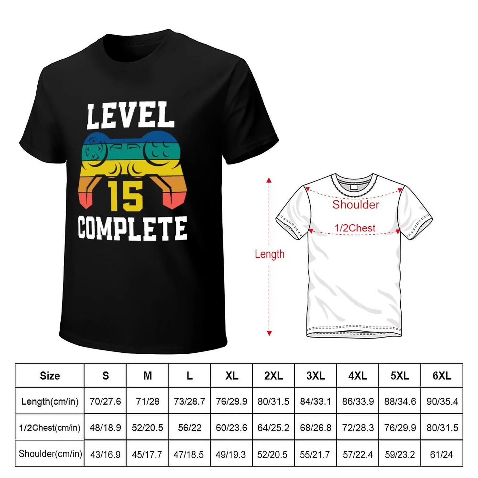 Level 15 Complete, Retro Video Gamer 15th Birthday T-Shirt Moisture Control Sports Tee