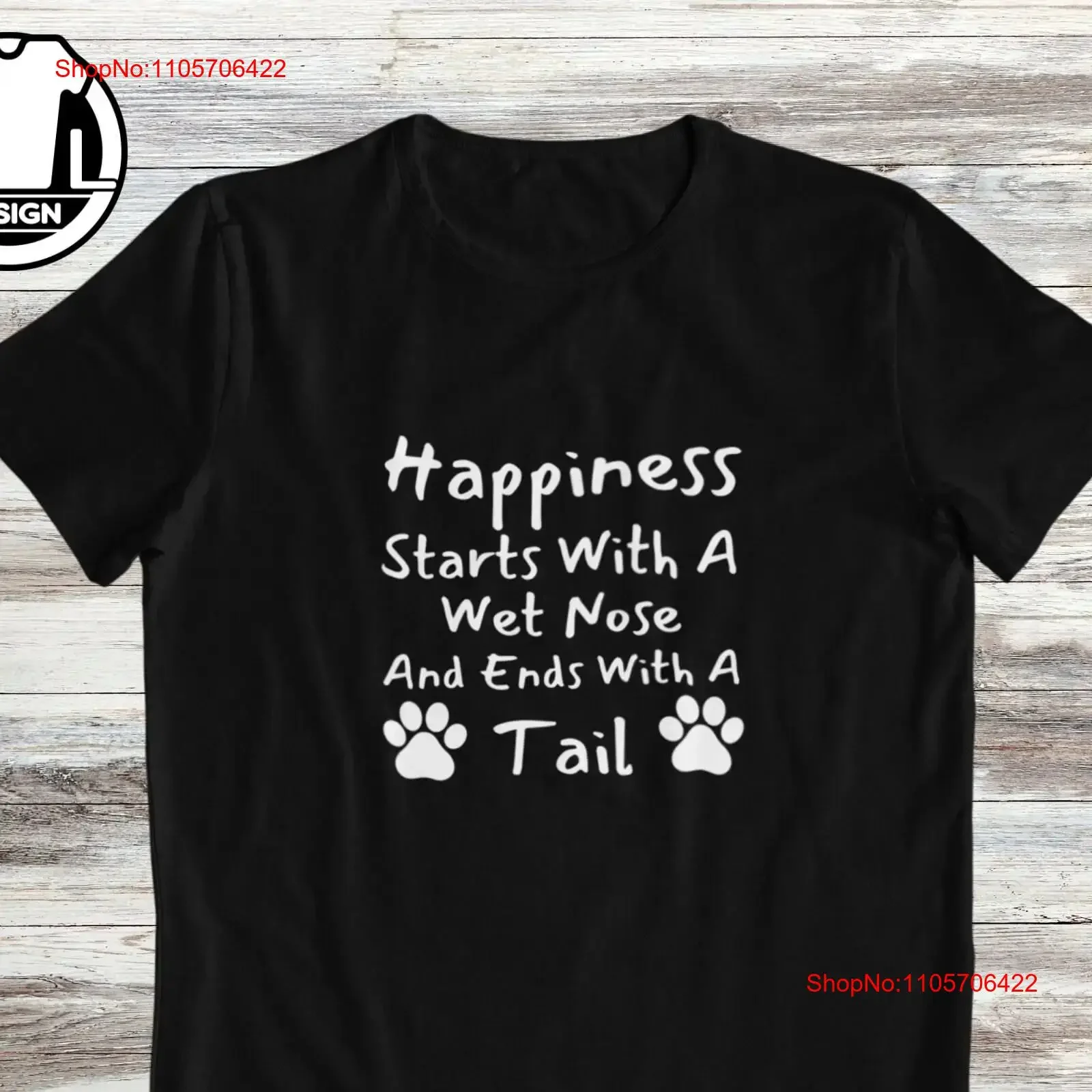 Happiness starts with a wet nose ends tail dogs owner T Shirt cute dog gifT funny mom lover vintage Washed Stylish Stretched