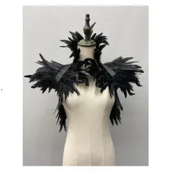 Hochzeits feier Schal Truthahn Schals Kleid Umhang weißen Schal y2k Cosplay Feder Halloween Snood Kinder Gothic Style Frauen Fell – Detail 7