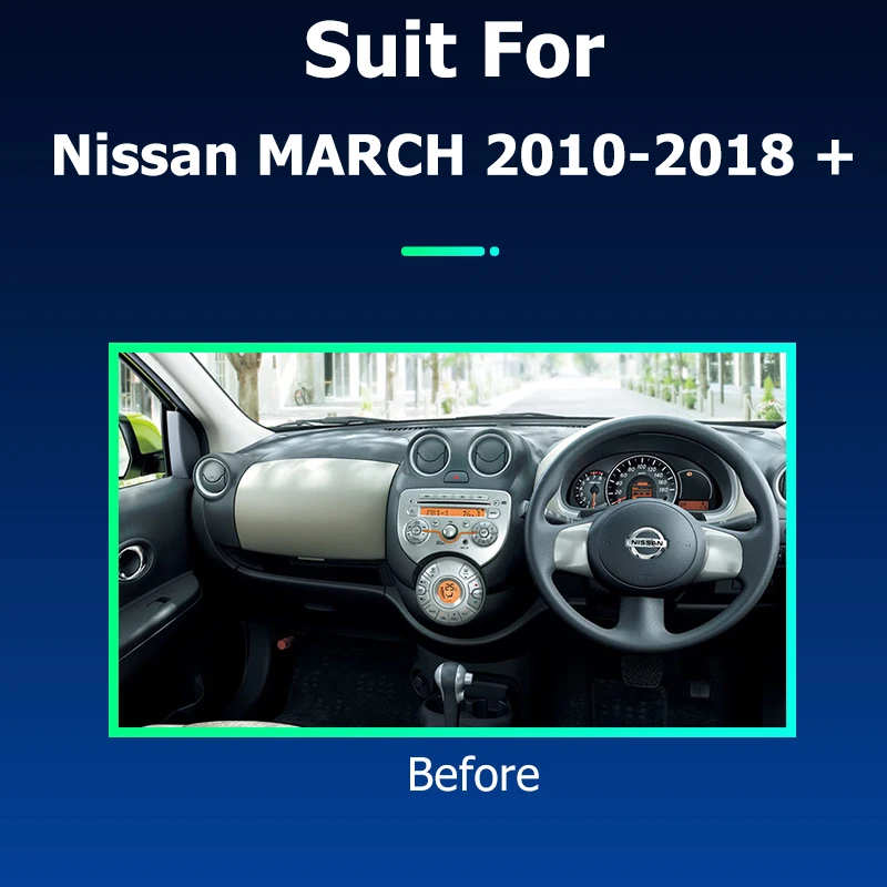 Android For Nissan MARCH 2010-2018 Car Radio GPS Navigation Multimedia Video Player Stereo Tape Recorder Screen Head Unit 2DIN