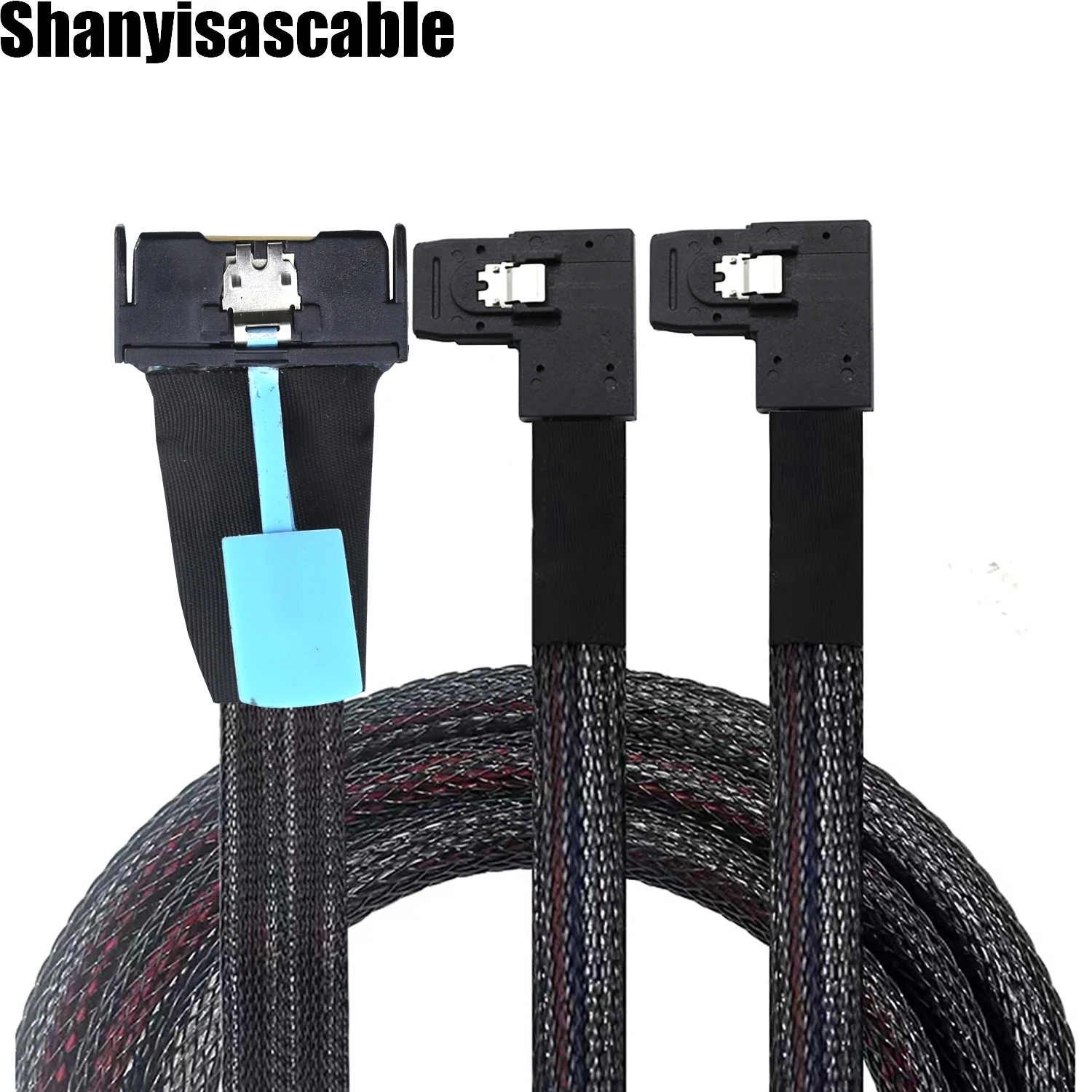 1.0M Cable Slime sas MCIO 8I to 2xSFF-8087 left Bend MINISAS Server Data Multifunction Convenient Adapter Cable