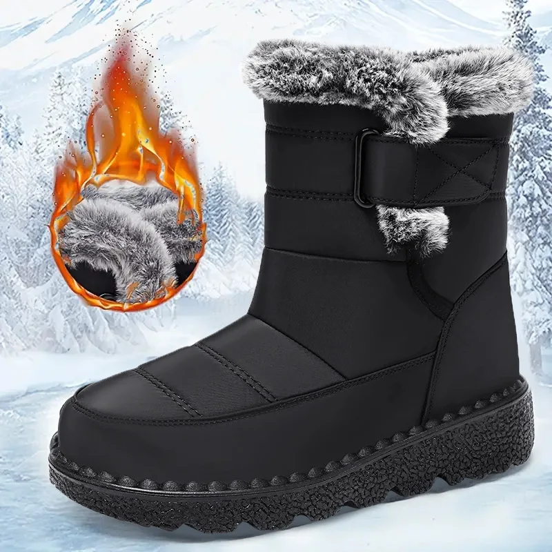 

Winter Women Genuine Leather Ankle Boots Female Thick Plush Warm Snow Boots Mother Waterproof Non-slip Booties