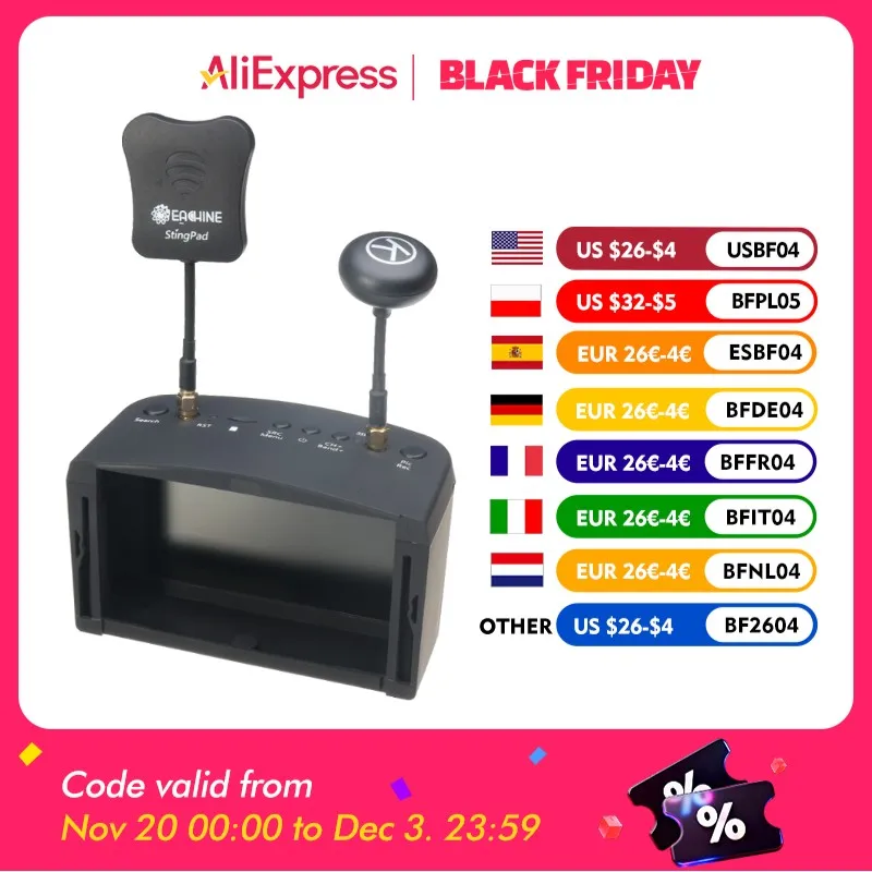 

Eachine EV800D 5.8G 40CH 5 Inch 800*480 Video Headset HD DVR Diversity FPV Goggles With Battery For RC Model