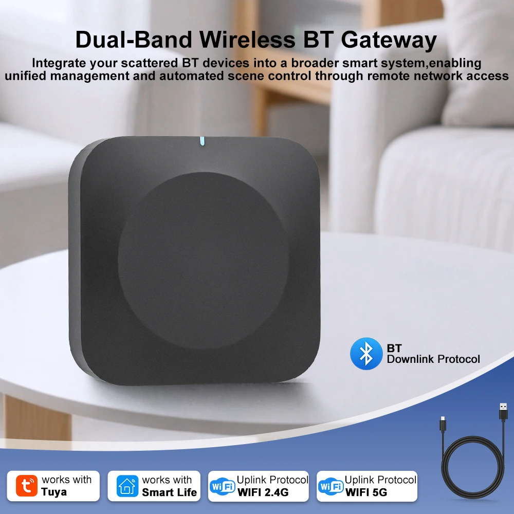 

Tuya Dual-Band 2.4G/5G WiFi & Bluetooth Gateway Hub Smart Life Control Smart Wireless Bridge Intelligent Home Controller