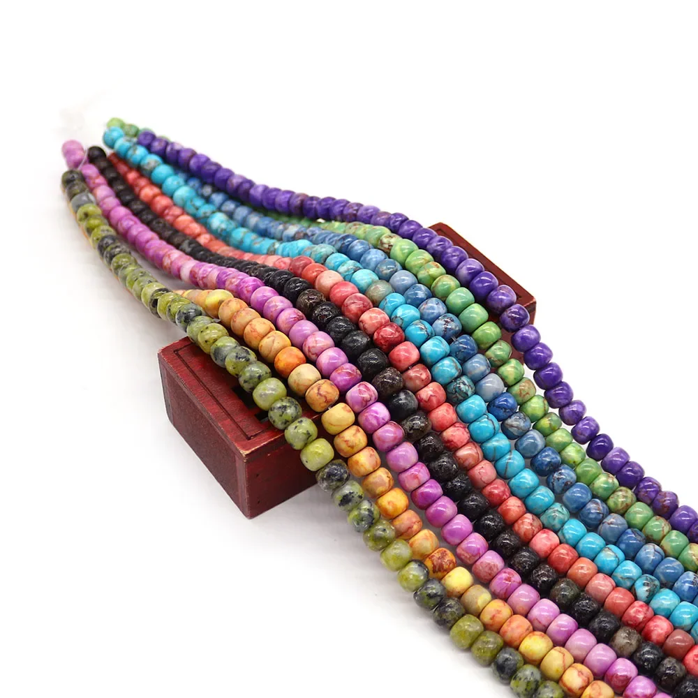 Flat Round Shape Natural Emperor Stone Beads Multi-color Semi-precious Stone Straight Hole Loose Bead 1 Strand DIY Necklace Gift
