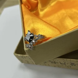 Original New Vintage Court Style Lace Blue Crystal Micro Setting Diamond Stacking Ring Gold Plated Luxury Ladies Jewelry