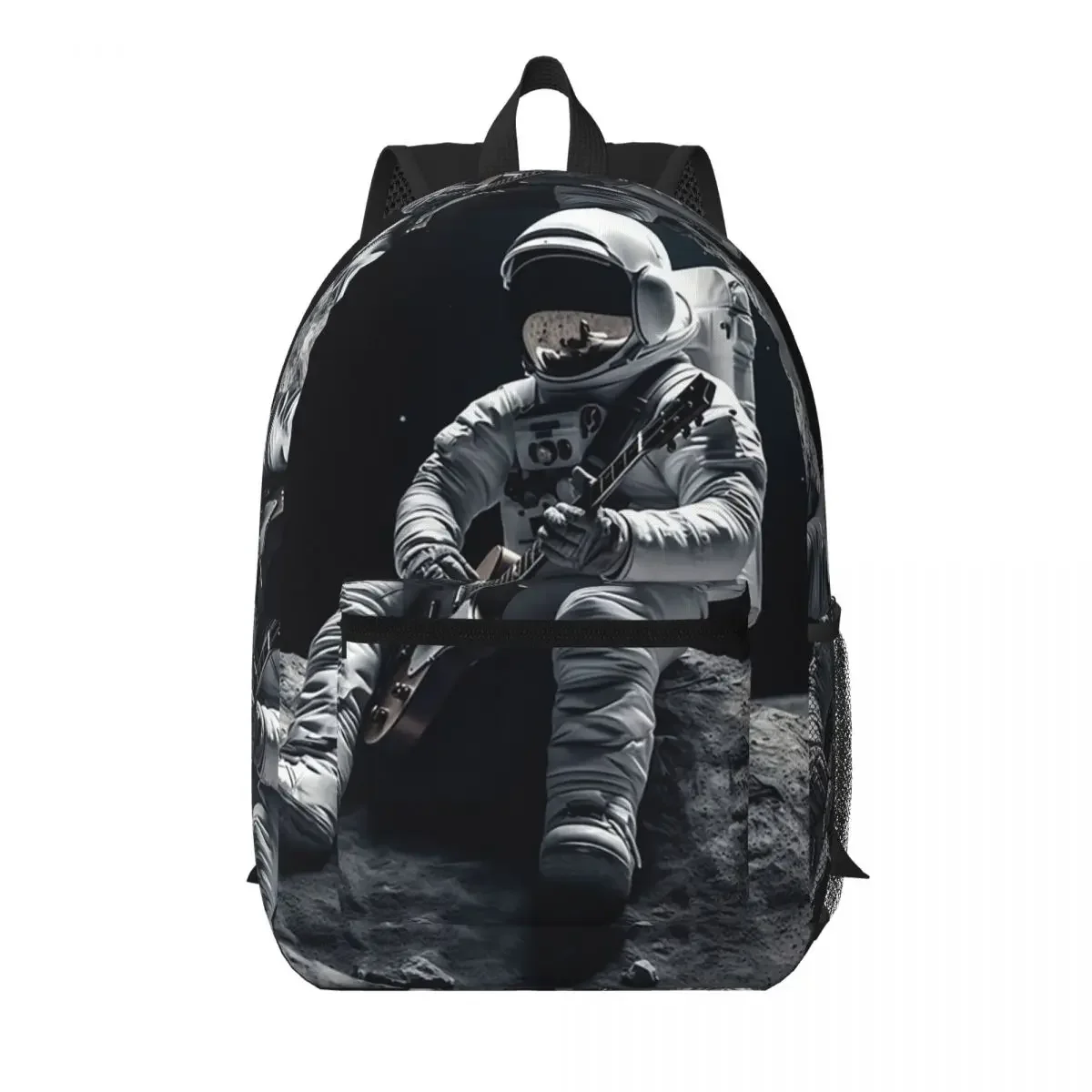 Astronaut Playing Guitar In The Space Student Backpack School Bag Hiking Travel Daypack for Men Women Bookbag Shoulder Bags