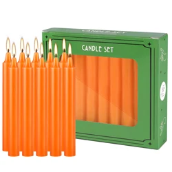 20 Pieces of 4-Inch Orange Stick Candles, Drip-Free, Smokeless, Unscented, Household Dinner Candles, Hand-Poured, High-Quality, Suitable for Churches, Homes, Weddings, Parties, Seasonal Celebrations, Emergencies, and Home Decoration, Perfect for Thanksgiving, Valentine's Day, Father's Day, Mother's Day, Teacher's Day,