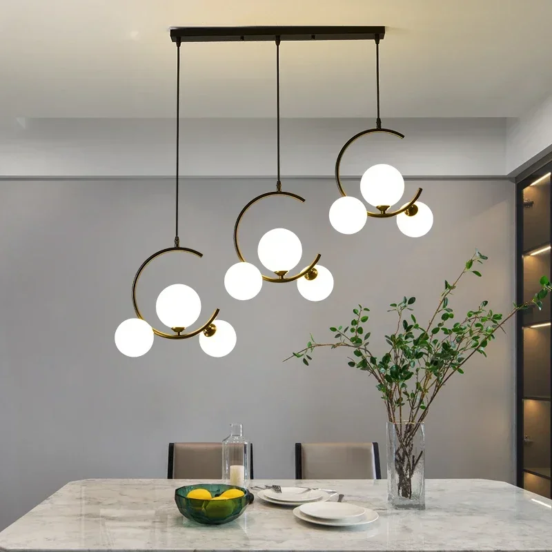 Nordic LED Chandeliers Bedroom Glass Ball Lamp Creative Art Bedside  Pendant Light Restaurant Dining Table Decor Hanging