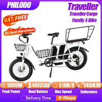 PHILODO Traveller Electric Bicycle 1000W Peak Power 48V35AH Traveller Cargo Electric Bike Dual Hydraulic Disc Brake Family Ebike