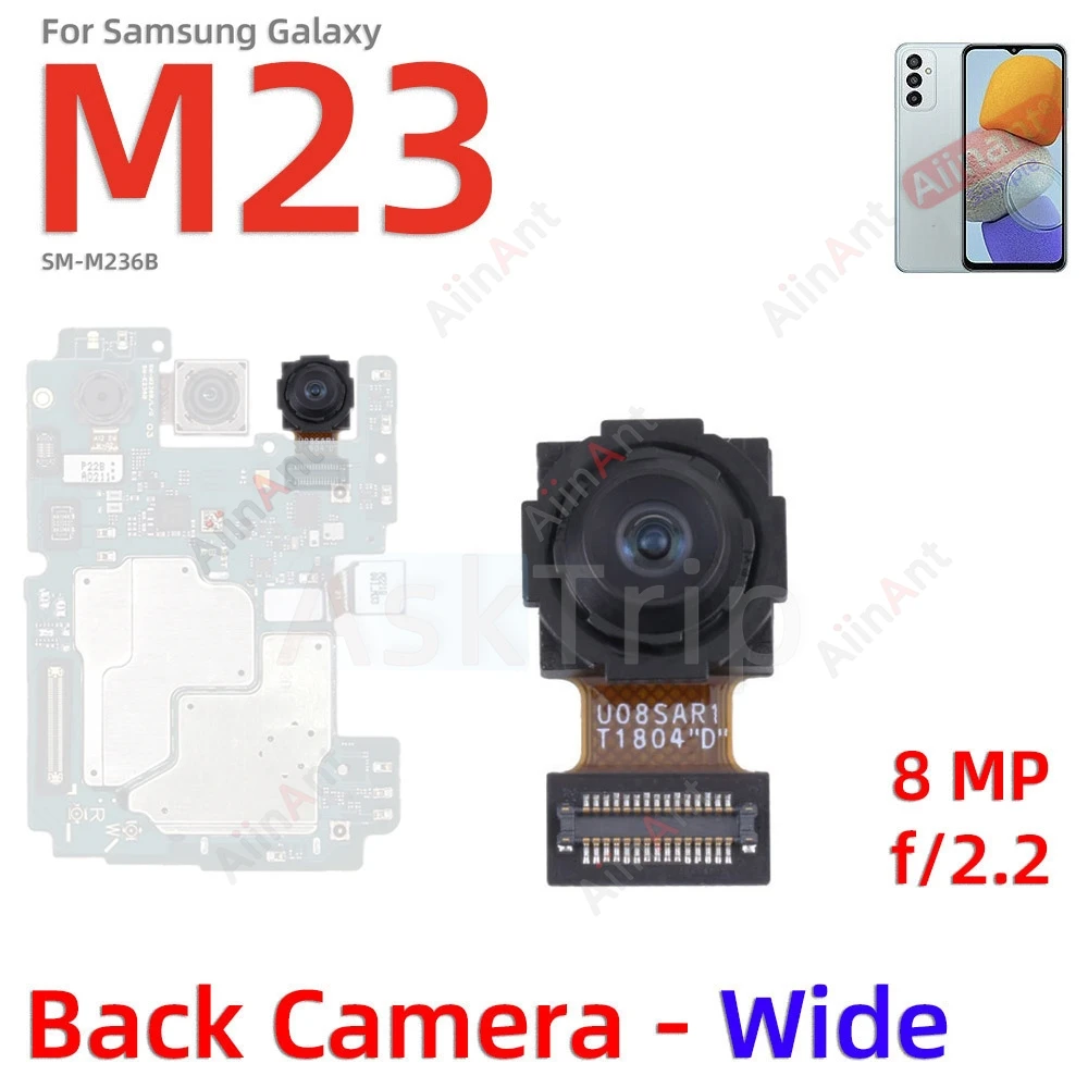 Macro Depth Wide Main Small Front Back Rear Camera Flex Cable For Samsung Galaxy M22 M23 M225F M236B 4G 5G