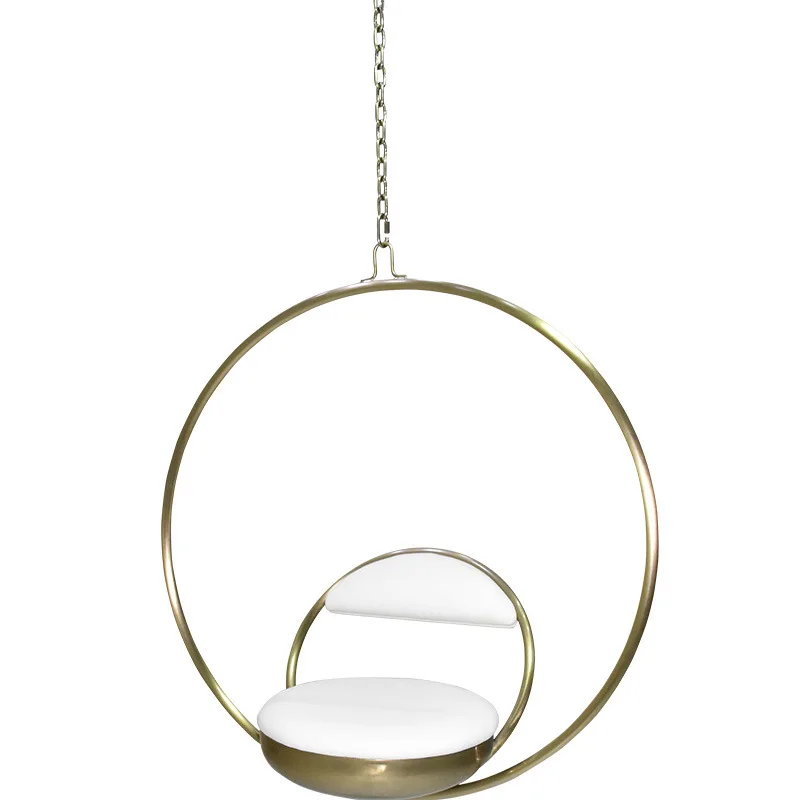 

Stainless steel swinging sofa hanging chair, bedroom girl indoor household, hanging basket hanging balcony light luxury style