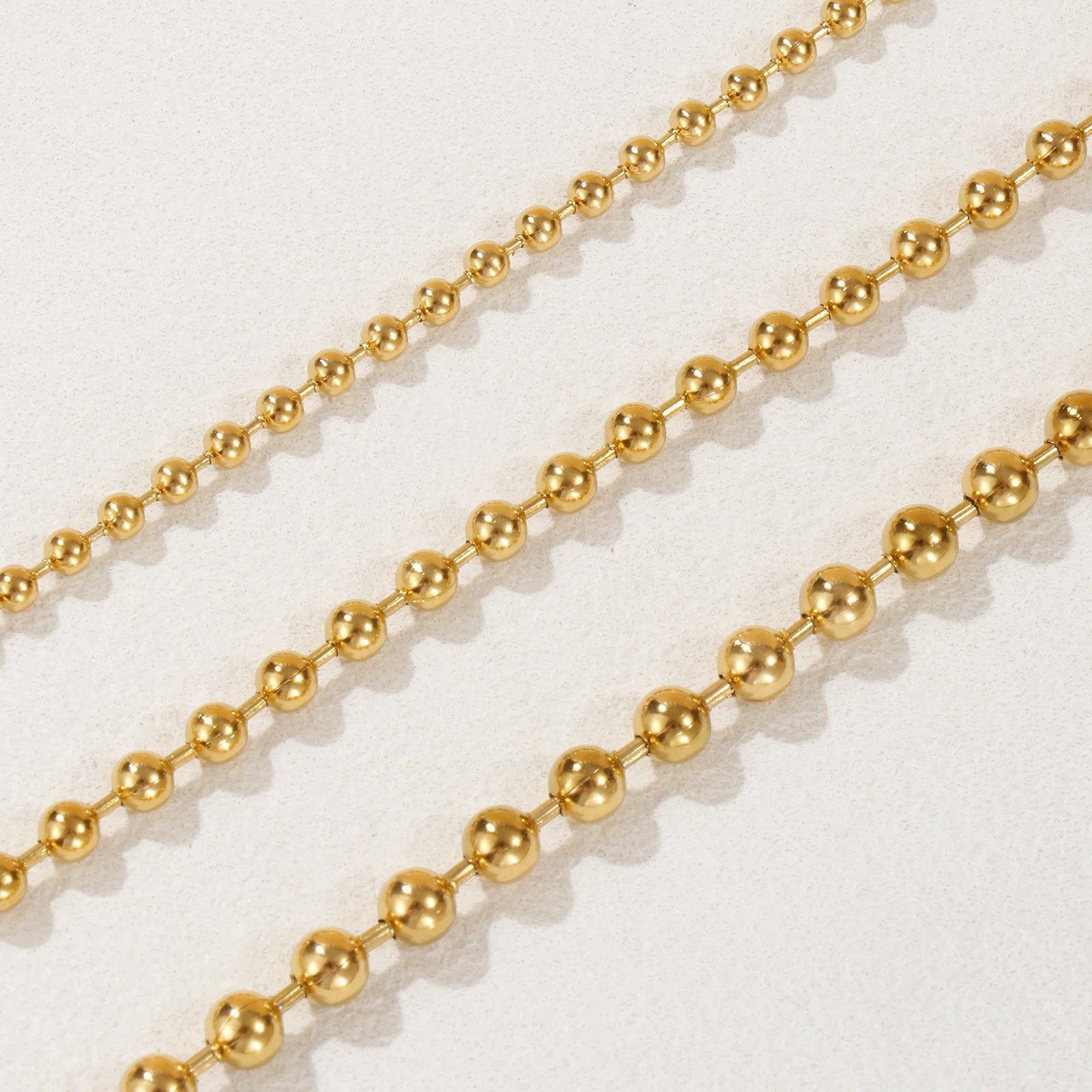 3mm/4mm/5mm Dia. Exquisite 18K Gold Plated 304 Stainless Steel Ball Chain Anklet For Women Men Party Gift 22cm(8.7