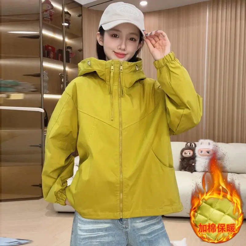 Thickened Cotton Coat Women's Down Jacket with Dual Zippers Winter Outerwear Bestseller windproof and plush Outcoat Yellow Blue