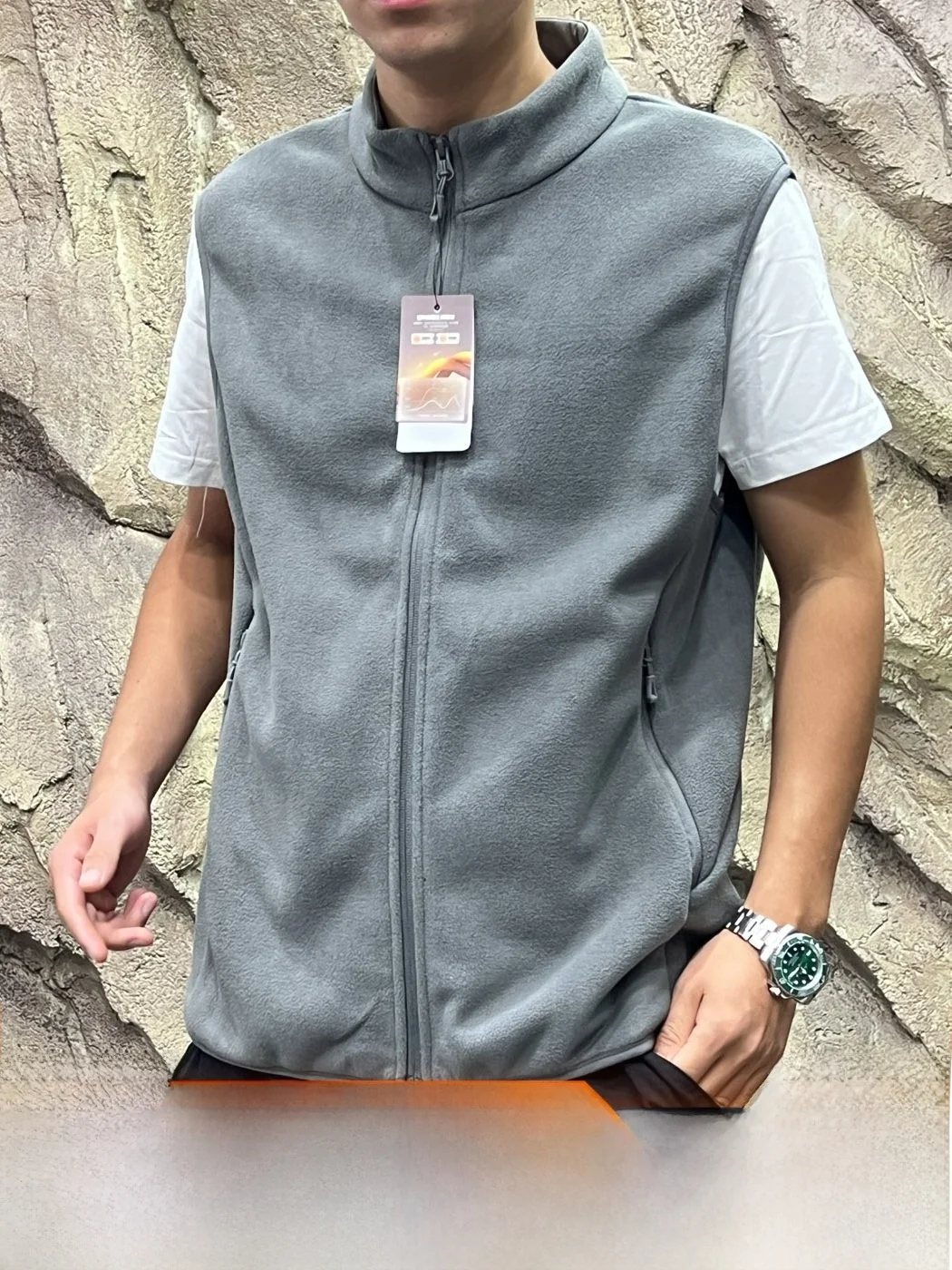2026 New Upgrade Double Layer Heat Storage Warm Men's Outdoor Casual Stand Collar Fleece Vest Autumn Winter Polyester Fiber