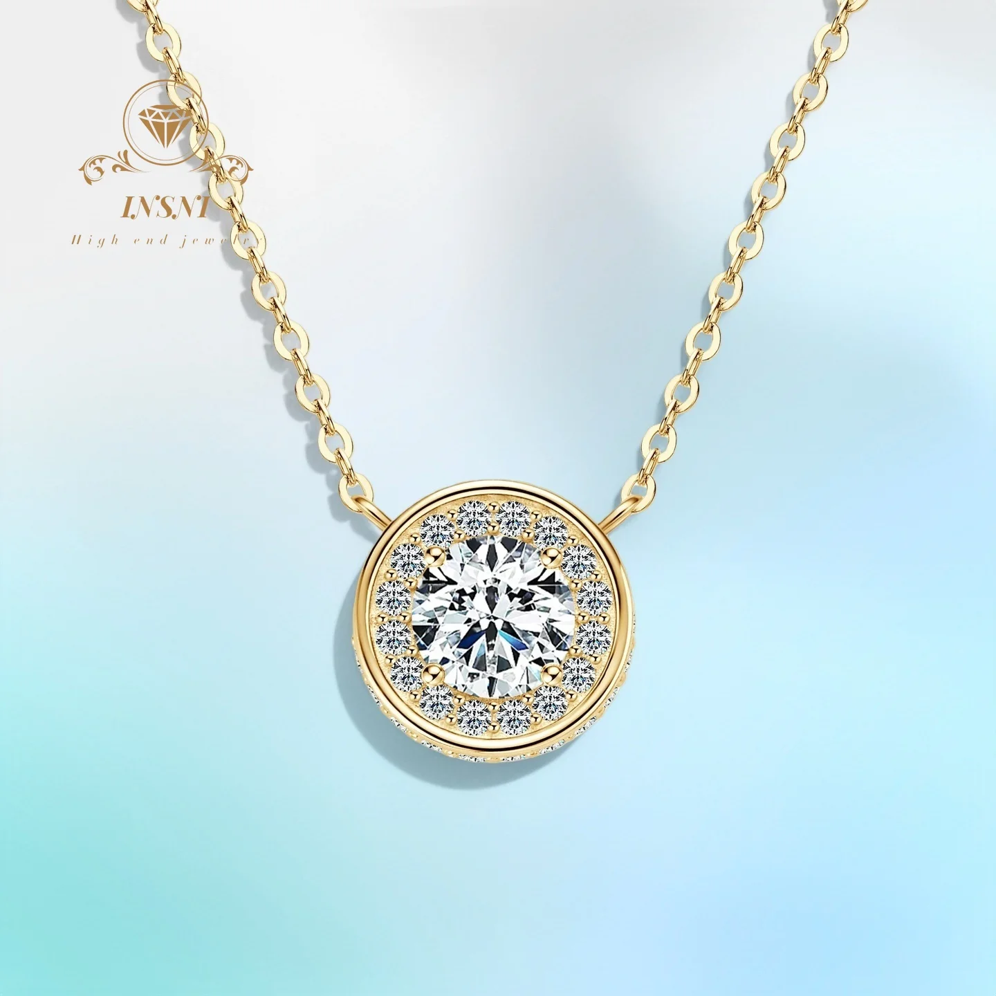 

D Color Moissanite S925 Sterling Silver Sparkling Round Pendant Necklace Clavicle Chain Hypoallergenic Jewelry Gift for Women
