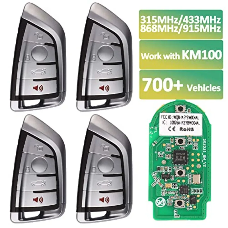 

MaxiIM Ikey IKEYBW004AL Programmable Smart Universal Key Replacement with OE-Quality Key Fob for BMW Supports IMMO Learni