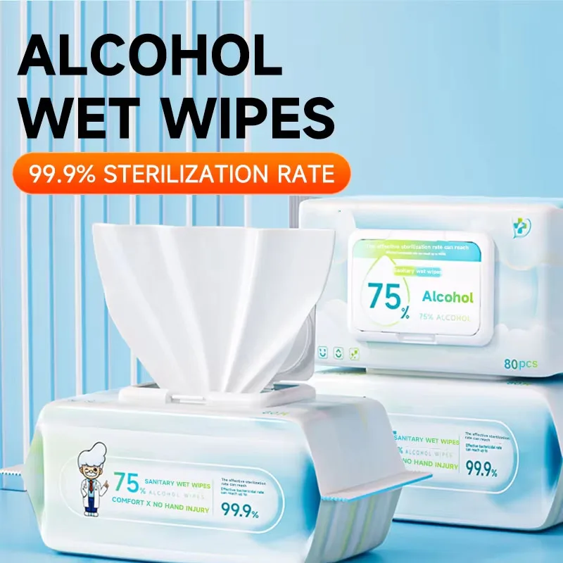 Disinfecting Wipes Portable Sanitary Alcohol Wet Wipes No Bleach Medical-grade Cleaning For School Office Travel Outdoor