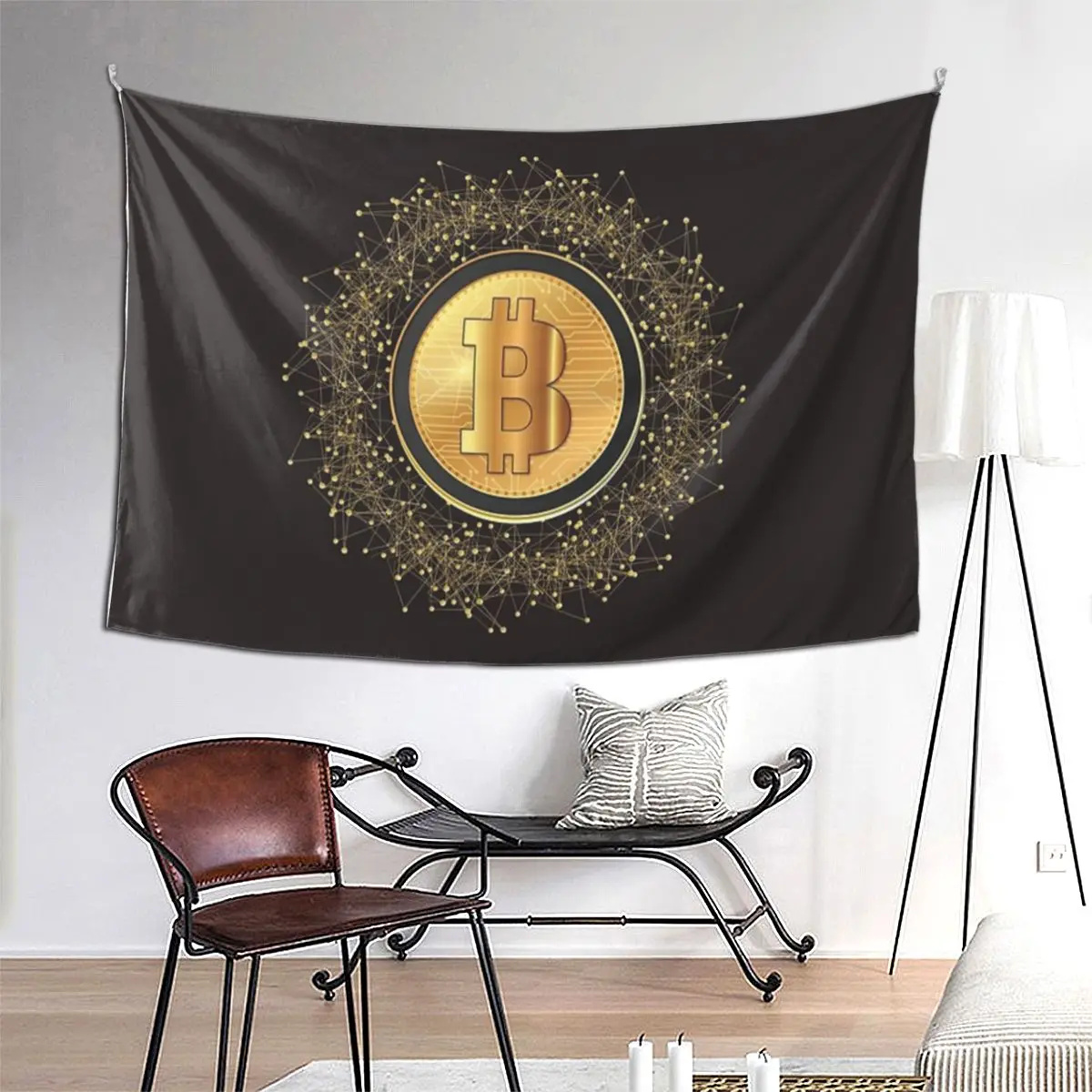 

Bitcoin Cryptocurrency Tapestry Hippie Wall Hanging Aesthetic Home Decoration Tapestries for Living Room Bedroom Dorm Room