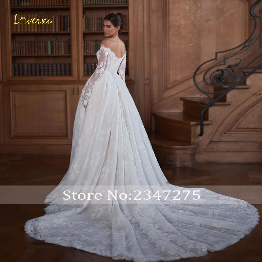 Loverxu A-Line Wedding Dresses Sweetheart Off The Shoulder Vestido De Novia Lace Embroidery Delicate Custom Made Bridal Gown