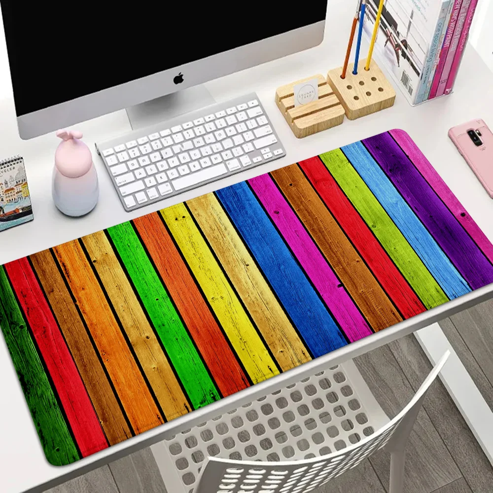 Coloured Wood Stripes Mouse Pad for Computer Mouse Gamer Keyboard Gaming Accessories Desk Mat Mousepad Office Mats Xxl Large Rug