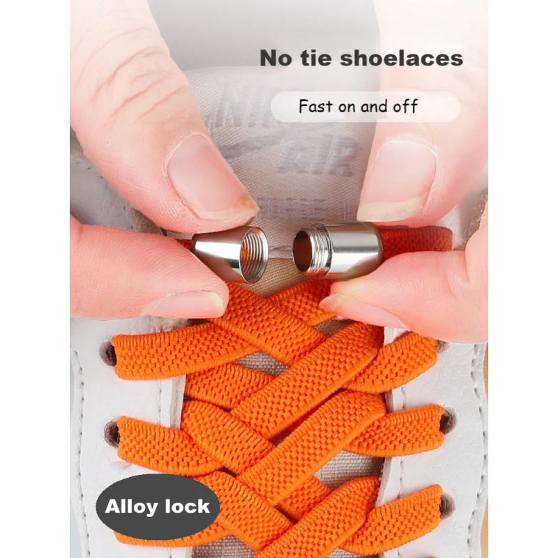 

Alloy lock No Tie Shoe laces Flat Shoelaces for Sneakers Elastic Laces without ties Kids Adult Quick lace for Shoes Rubber Bands