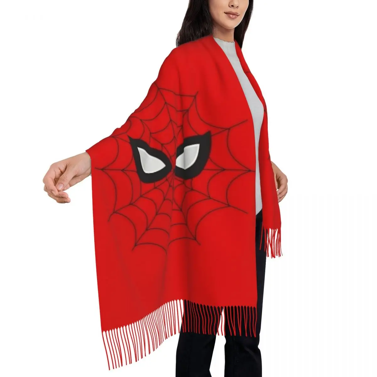 

Spider Spiderman Spiderverse Superhero Shawl Wrap for Ladies Winter Warm Long Soft Scarf Pashmina Tassel Scarves