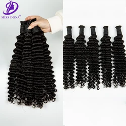 Extensión de cabello negro Natural a granel, cabello Virgen sin trama, tejido trenzado de salón, alta calidad, onda profunda