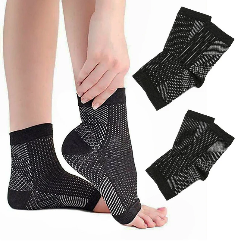 2 pcs Men Ankle Heels Support Compression Foot Protect Angel Sleeve Heel Arch Support Pain Relief Sports Socks