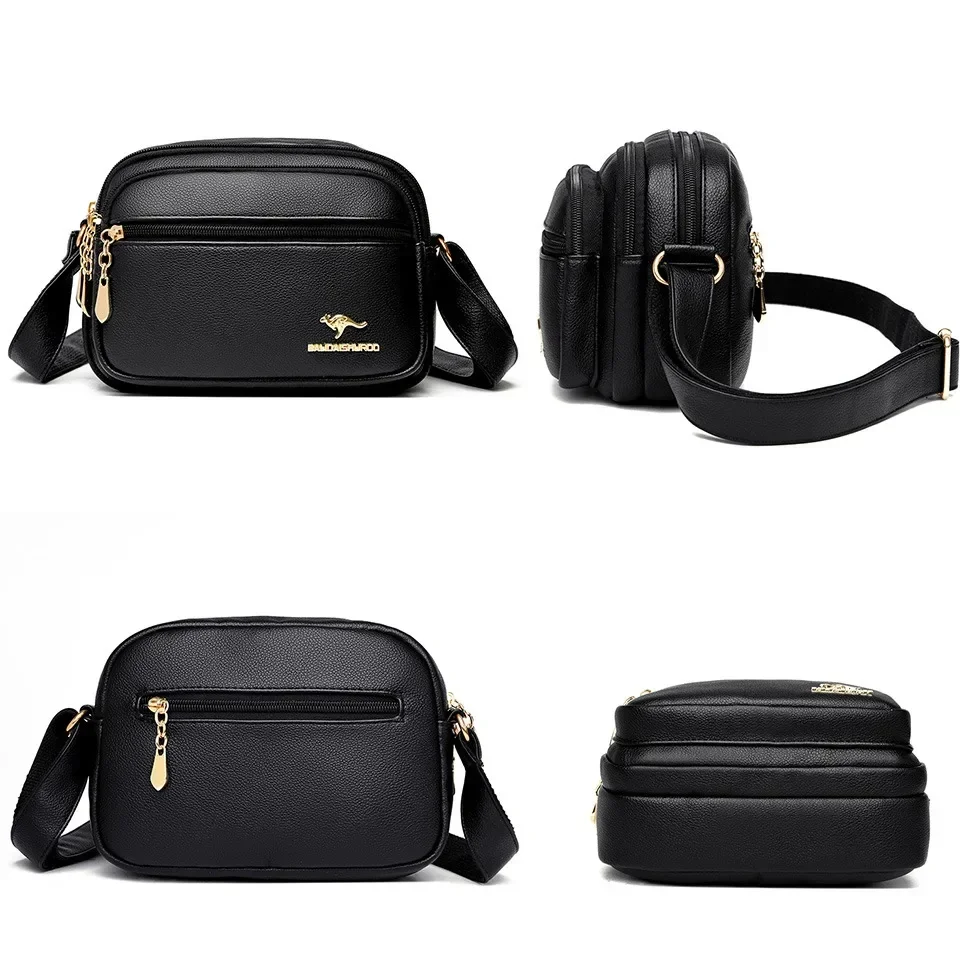 عالية الجودة محفظة جلدية ناعمة موضة المرأة الكتف حقيبة ساعي متعددة جيب مقاومة للاهتراء حقيبة يد السيدات الفاخرة كيس