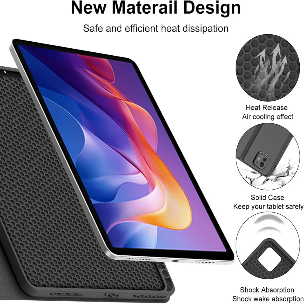 레드미 패드 2 11인치 2025용 키보드 케이스, 샤오미 레드미 패드 2 11인치 태블릿 케이스 (펜슬 홀더 및 블루투스 키보드 포함)