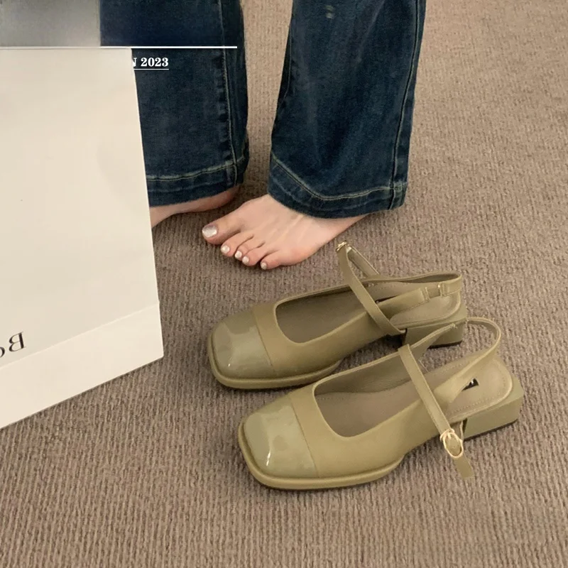 

Женские босоножки Mary Jane в стиле ретро с квадратной головкой Fairy Sle Thi на каблуке с открытым носком Bal Single oes Faionable Flats