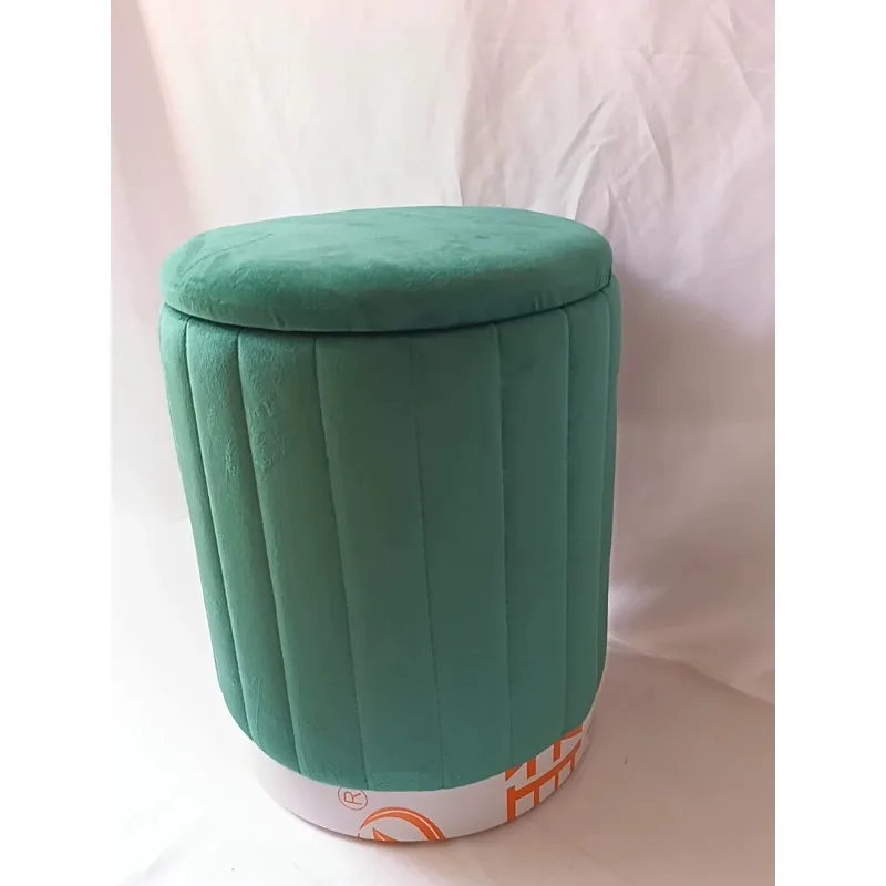 Storage Ottoman Bench Velvet Fabric Foldable Seat Stool Emerald Green Vintage Footrest with Lid Home Decor Storage Stool