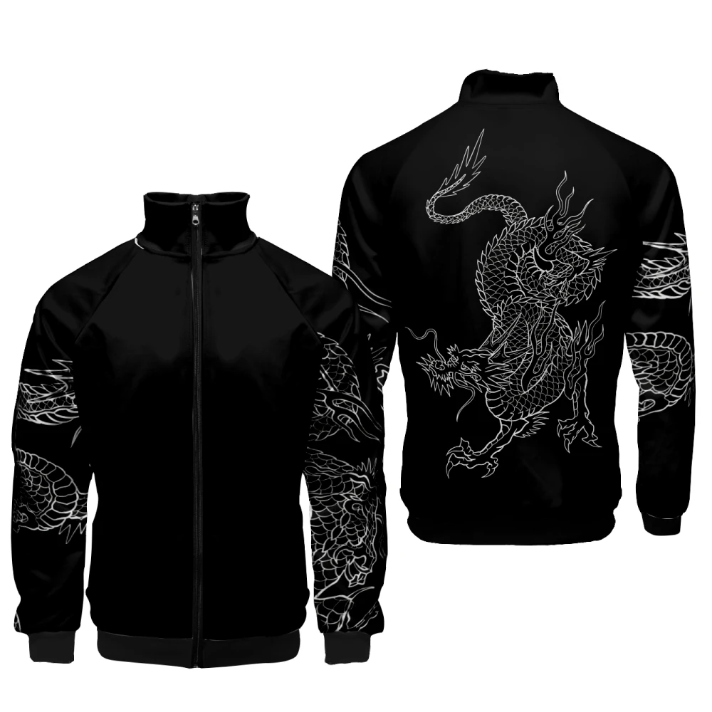 Coats Anime Dragon Cosplay Costume Hoodies 3D Printed Stand Collar Zipper Jacket Sportswear Sweatshirt