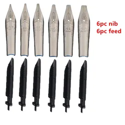 6pc Fountain Pen nib  Parallel Calligraphy Stainless steel nib Gothic Arabic Italic 0.7/1.1/1.5/1.9/2.5/2.9 Nib Office Supplie