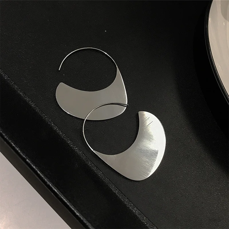 Pendiente de gancho geométrico de acero de titanio para mujer, moda coreana 2021, pendientes de aro simples, joyería, accesorios para niña