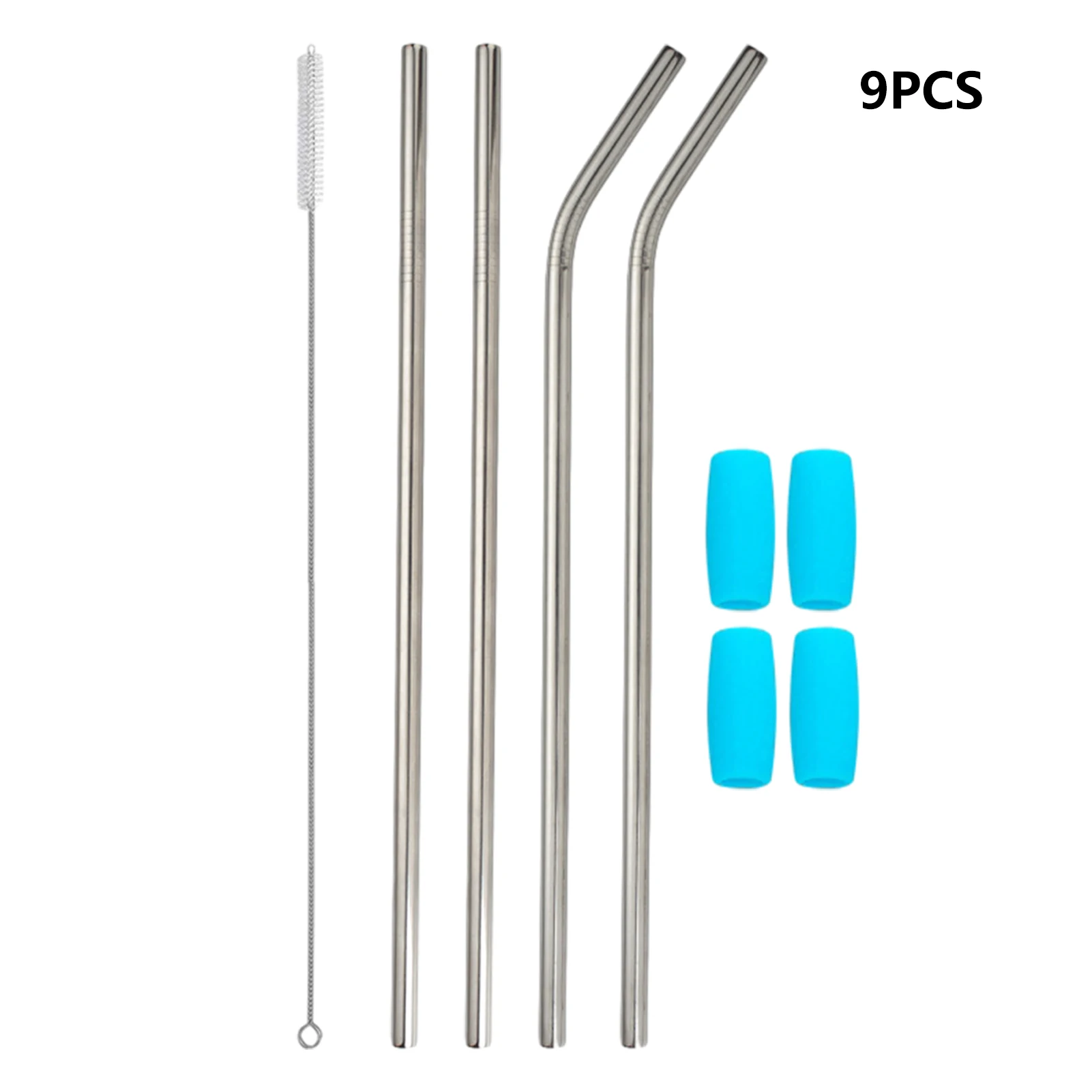 4 Pcs Reusable Metal Straws with 4Pcs Straw Covers Brush Stainless Steel Straws for Drinking Cocktail Glass Smoothie Cu