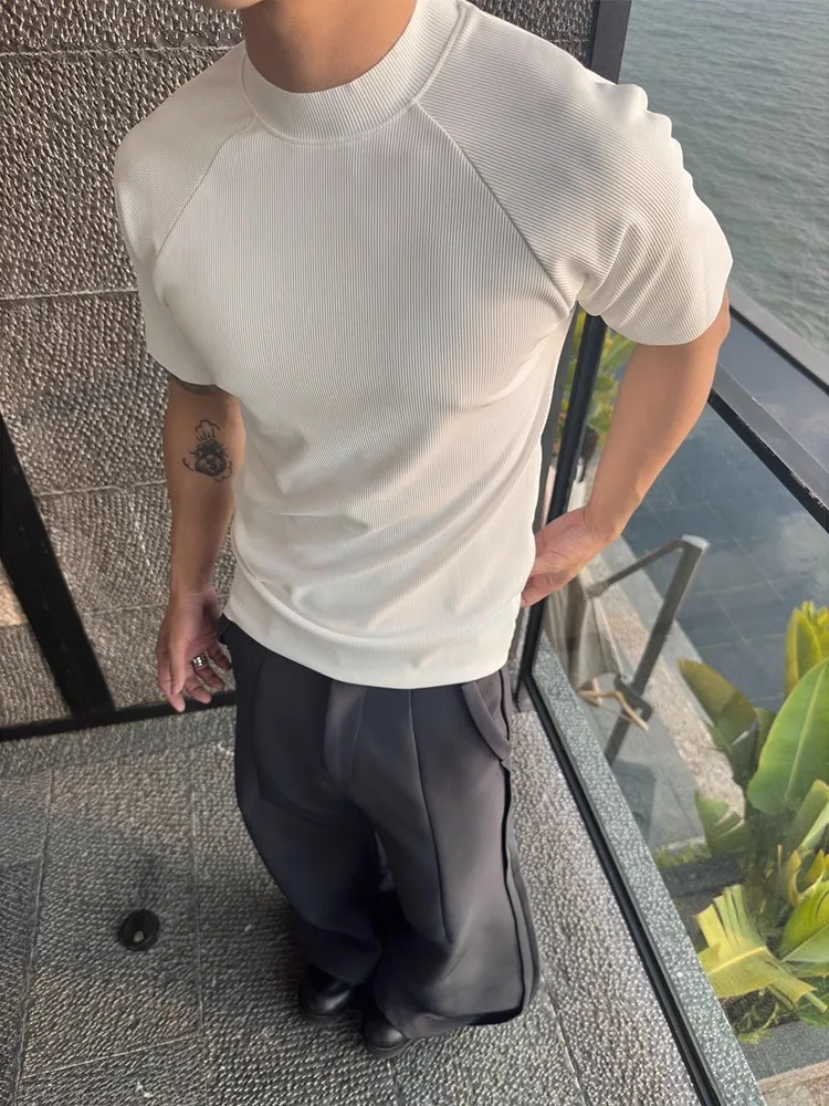 

Sorona Ice Silk Cool ort Sve T-irt Men's Summer American Sports Fitn Qui Dry oulder High Sense f Sve T-irt